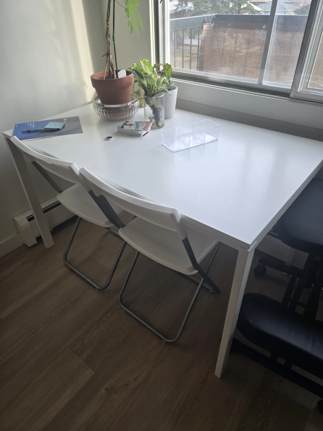 Ikea White Compact Dining Table and Chairs