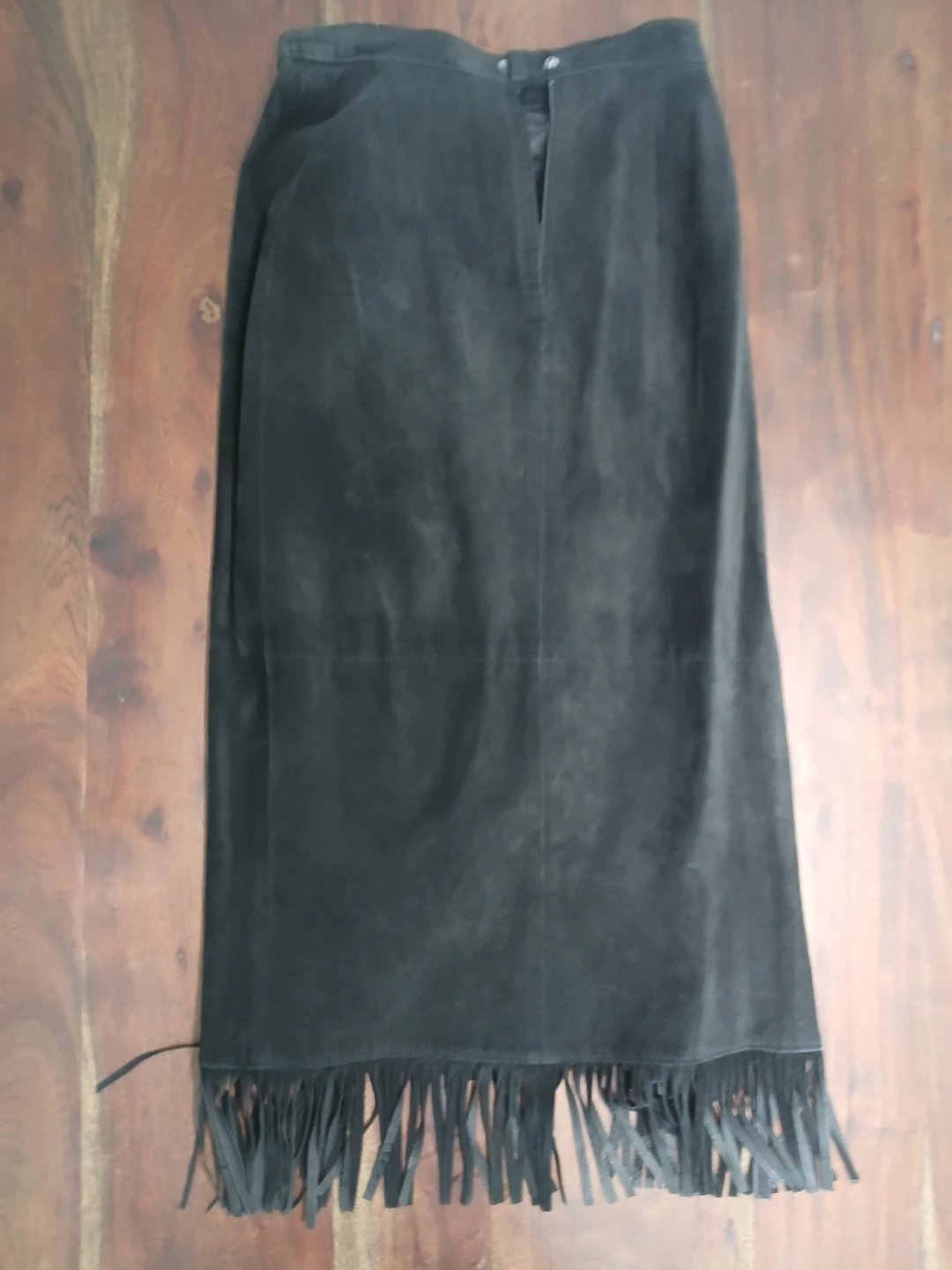 Black Suede Fringe Maxi Skirt Made in Canada