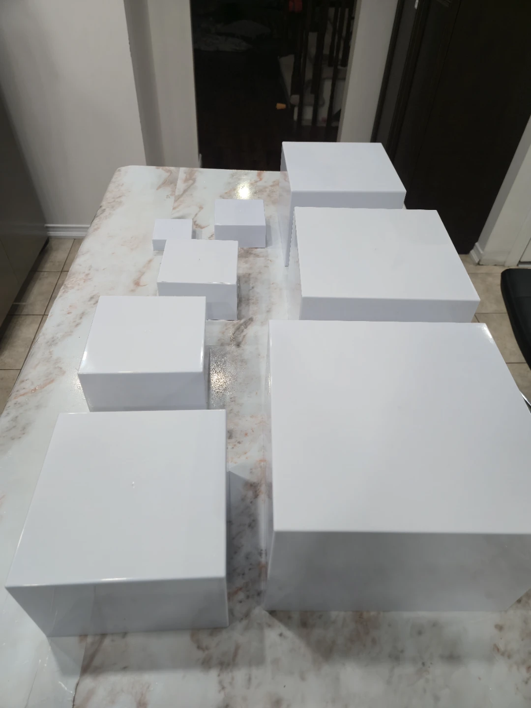 8 Pcs Food Risers Set – Square White Acrylic "FOR RENT" - photo 2