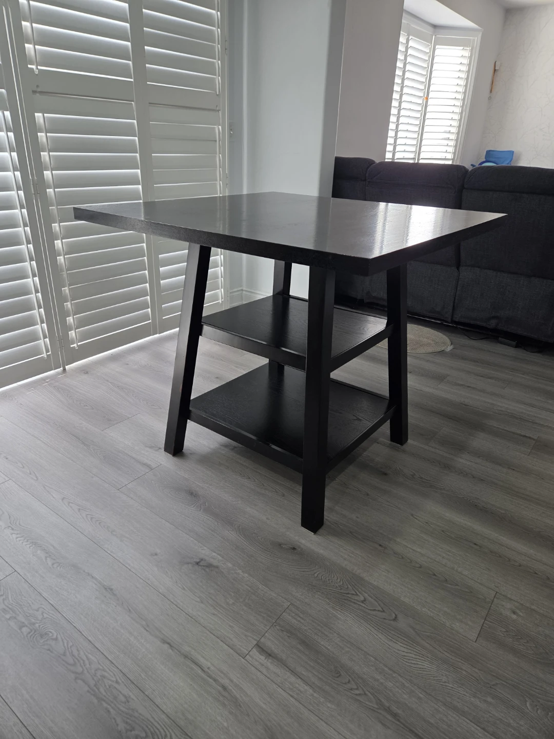 Dark Wood breakfast Table with Shelves