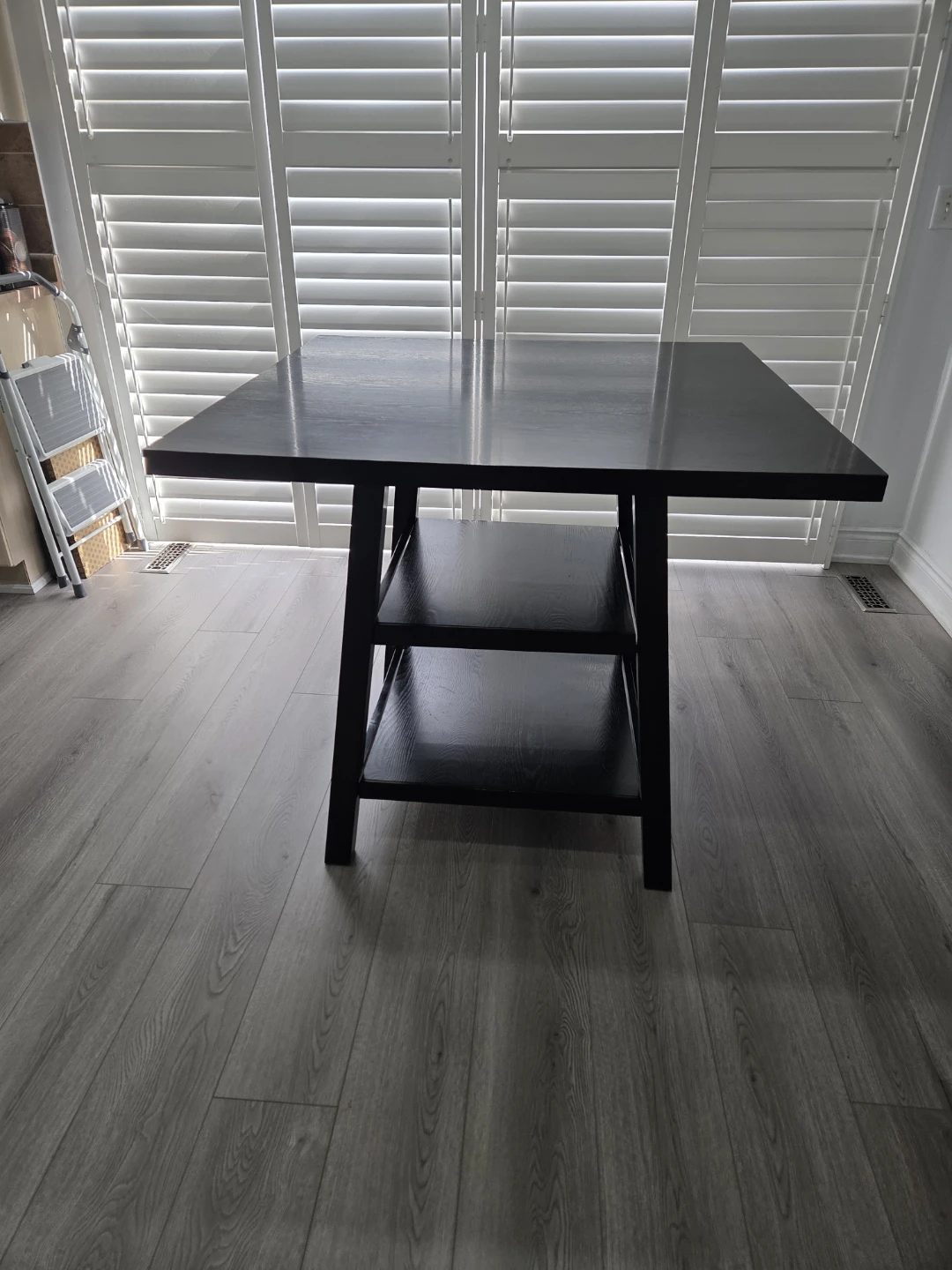 Dark Wood breakfast Table with Shelves - photo 2