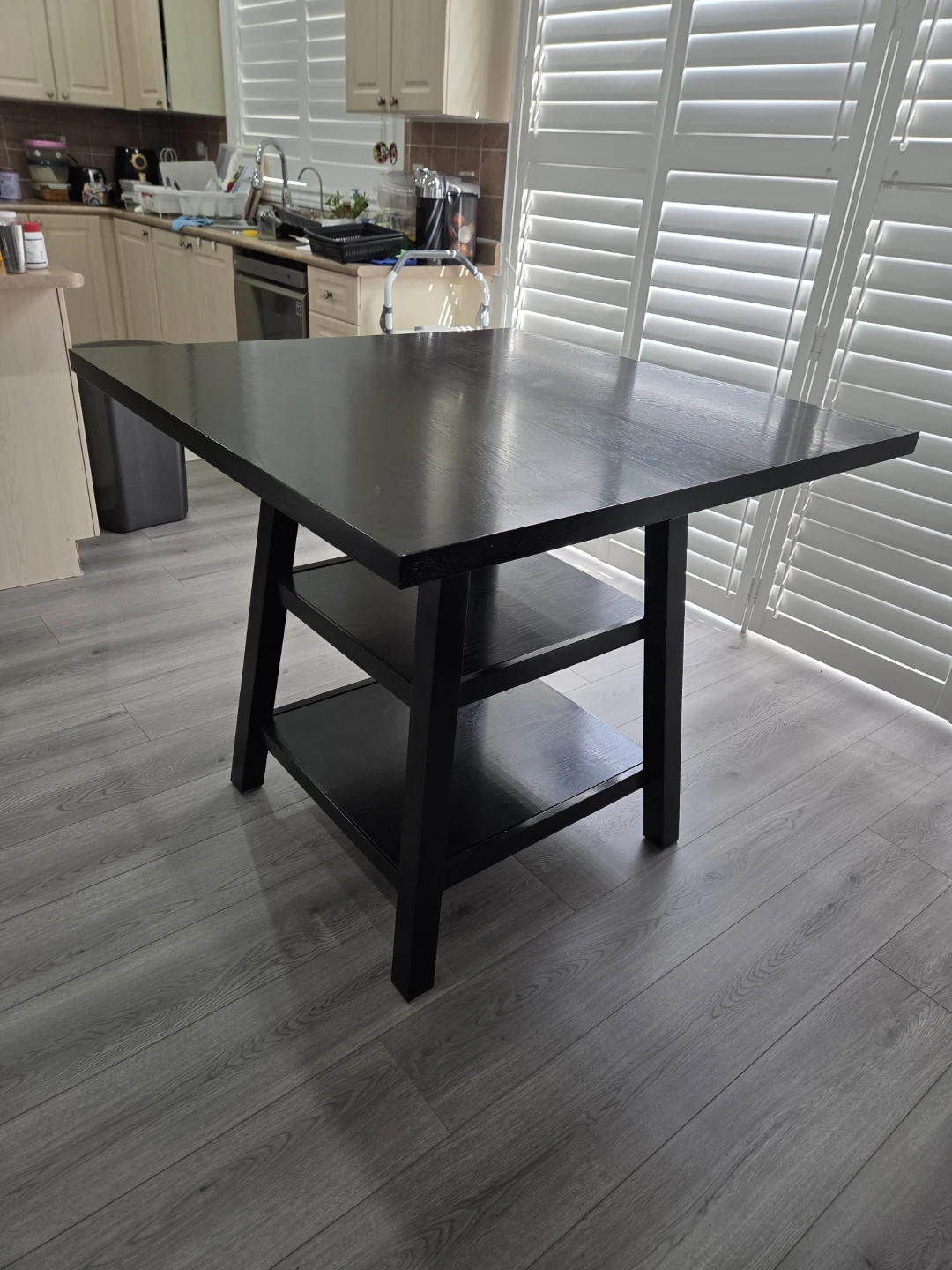 Dark Wood breakfast Table with Shelves - photo 4