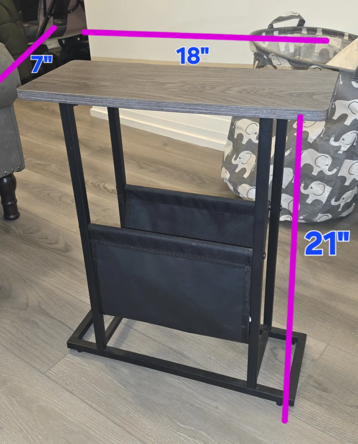Side Table with Magazine Rack
