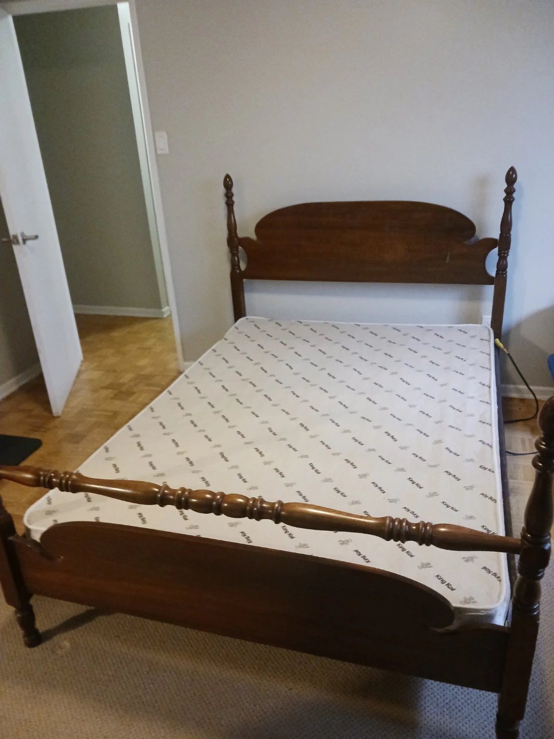 Double Wooden Bed Frame + Boxspring