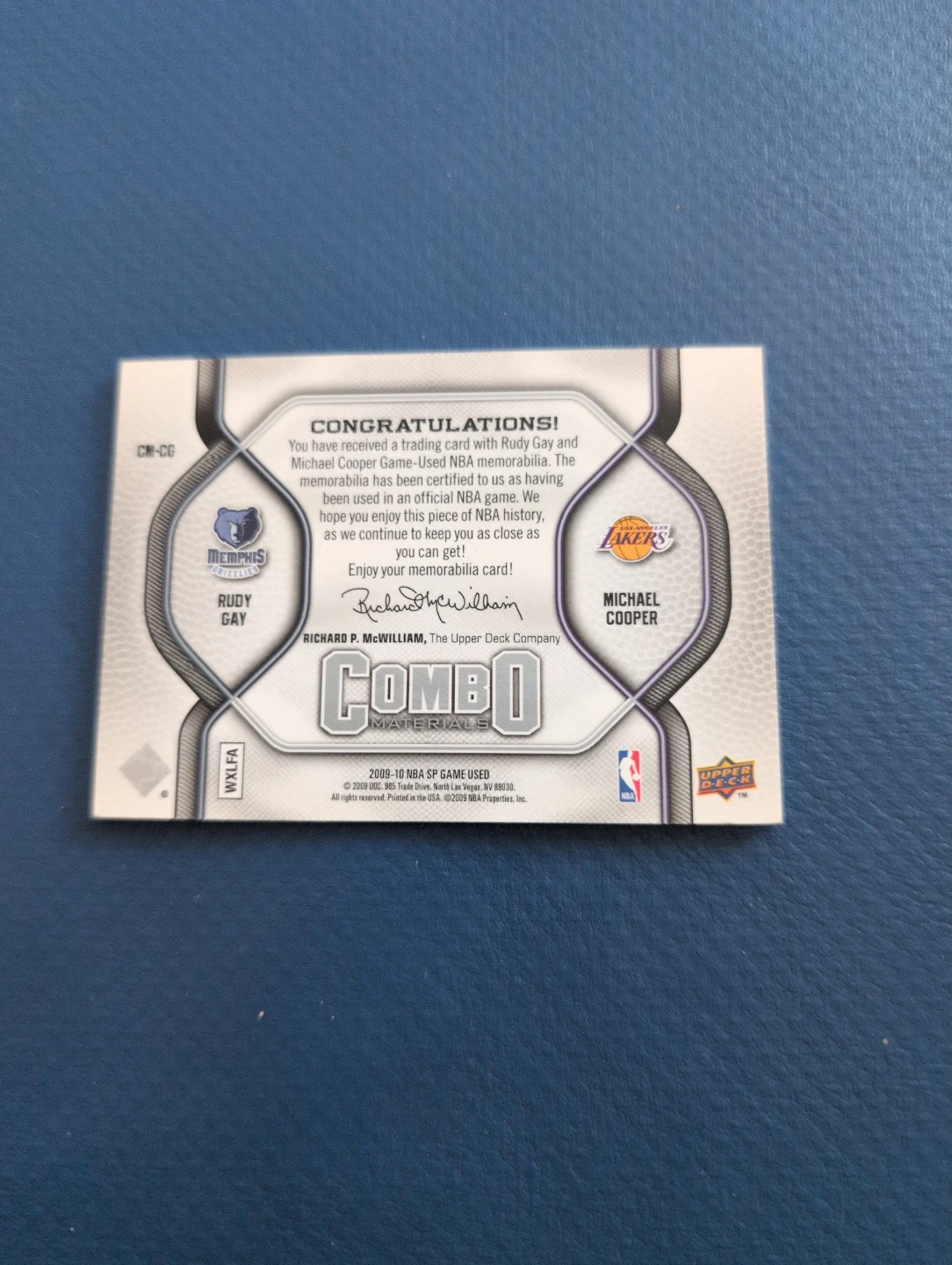 Rudy Gay & Michael Cooper "Combo Materials" Dual Patch Card - photo 2
