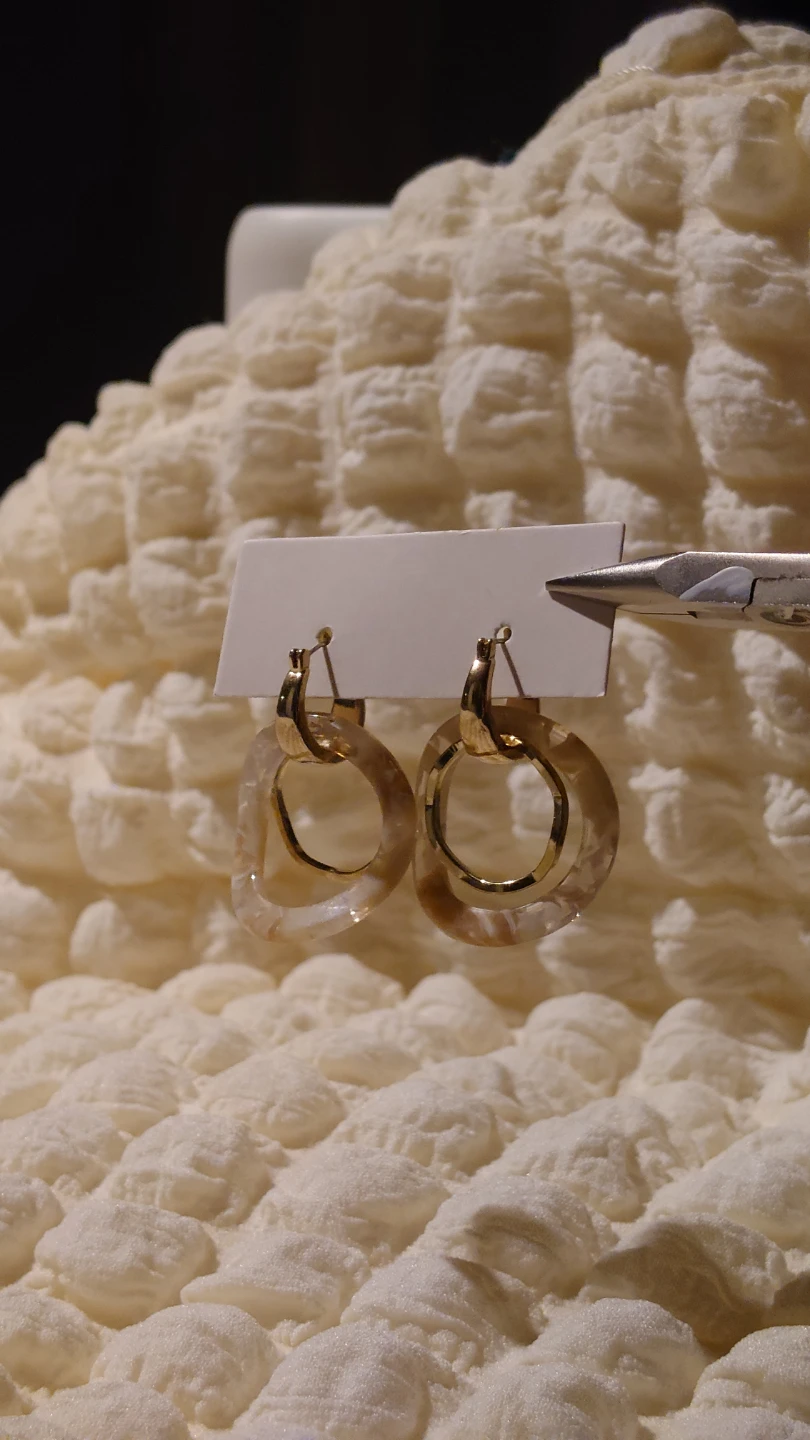 ​[Global Work] 3-Way Nuance Earrings - Elegant Tortoise Shell