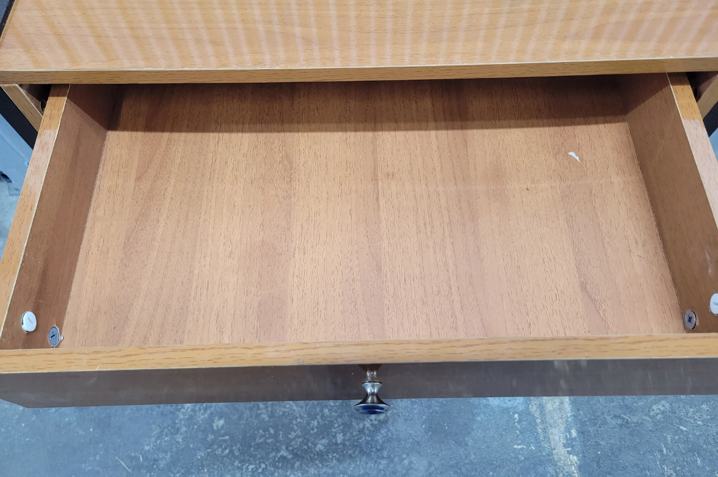 Vintage Wood and Metal Shelf Unit with Drawer - photo 2