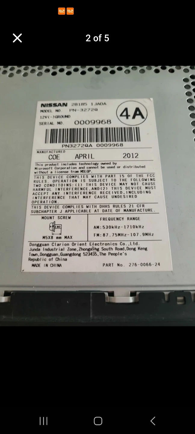 Nissan Factory Radio CD FM/AM AUX (2012 Nissan Quest S Minivan) - photo 3