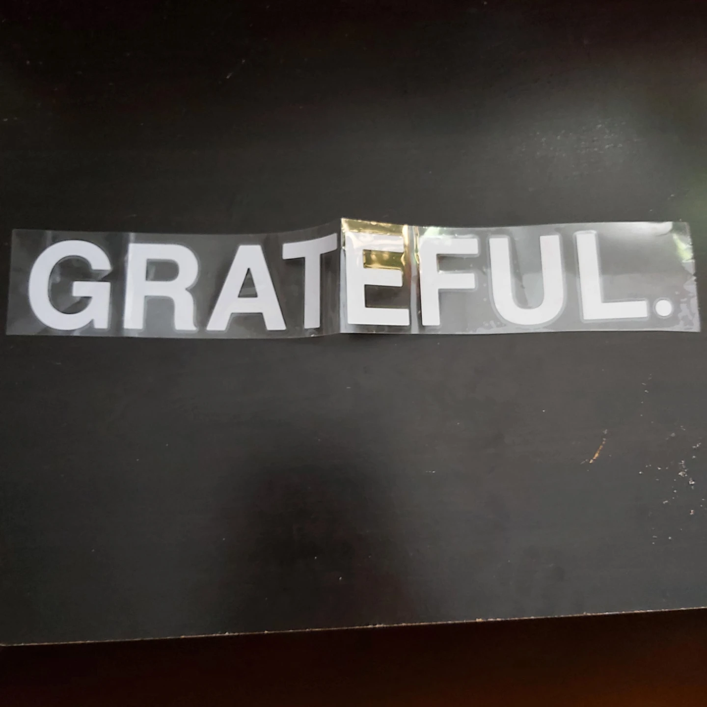 White "GRATEFUL" Lettering Decal