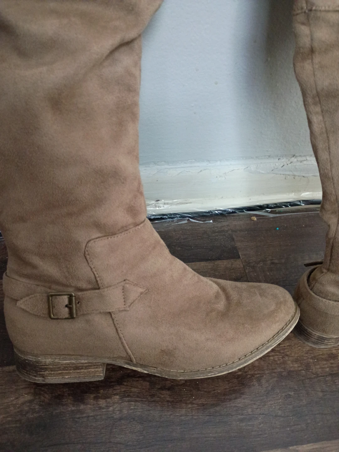 Tan Suede Knee-High Boots with Studs - photo 3