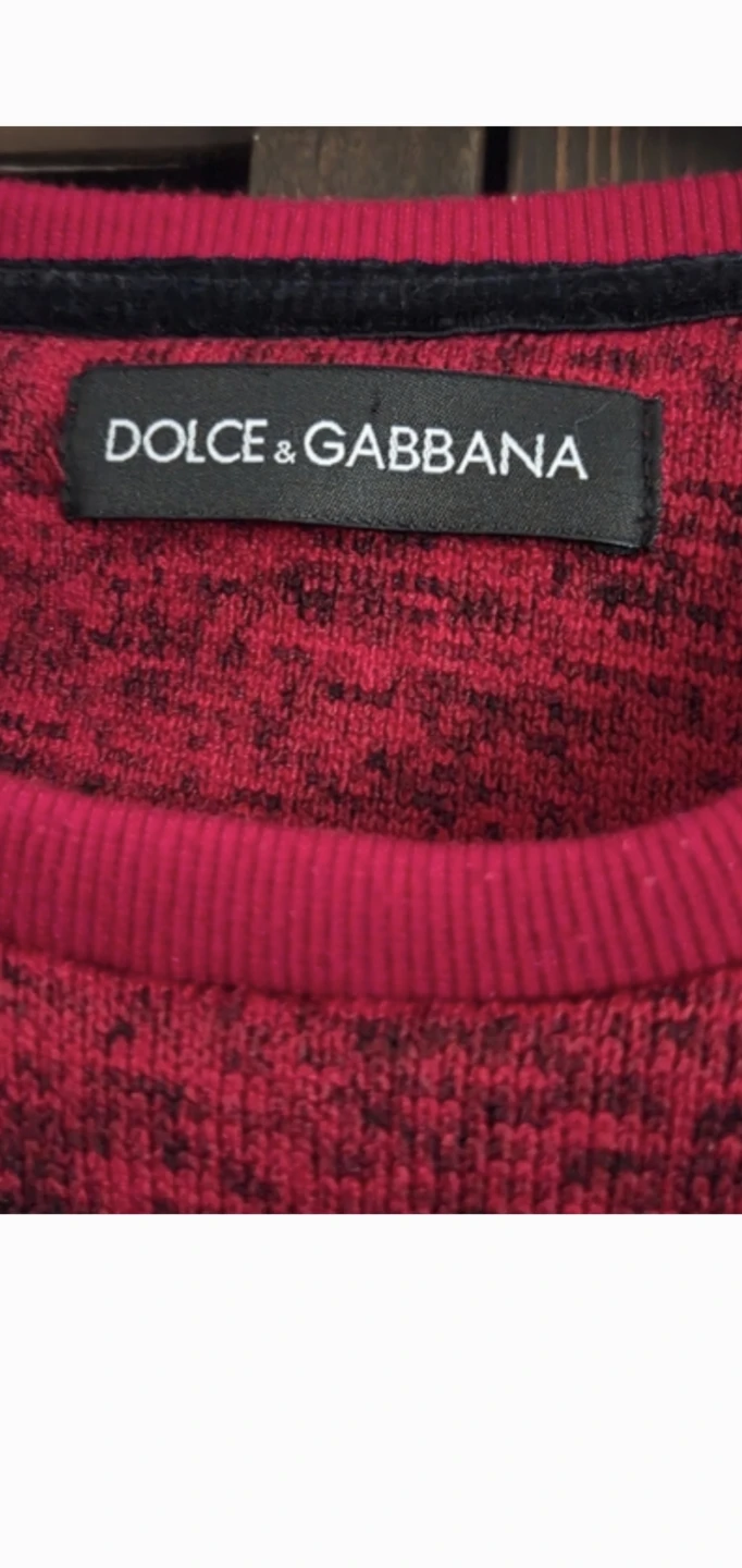 Dolce & Gabbana Red Black Textured Crewneck Sweatshirt - photo 2