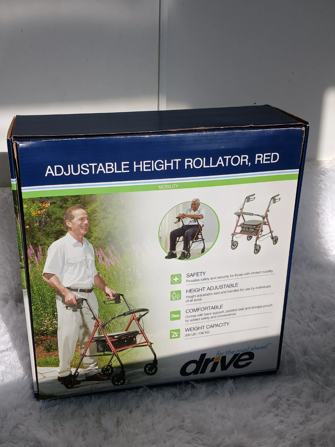 Drive Adjustable Height Rollator, Red