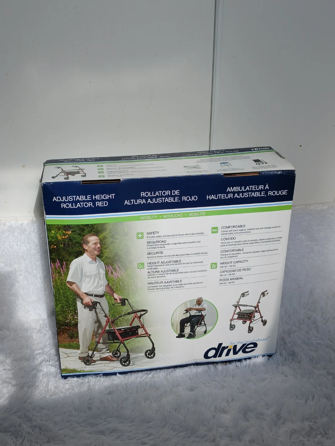 Drive Adjustable Height Rollator, Red - photo 3