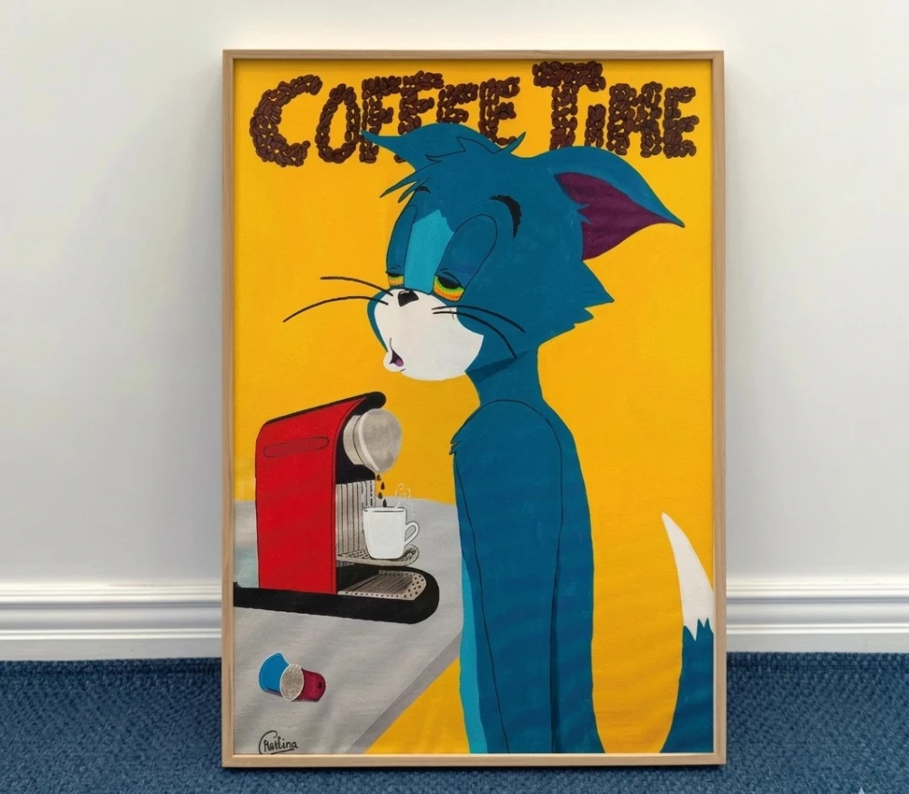 Tired Cat Coffee Time Print 30x40cm Print Only  Coffee Time