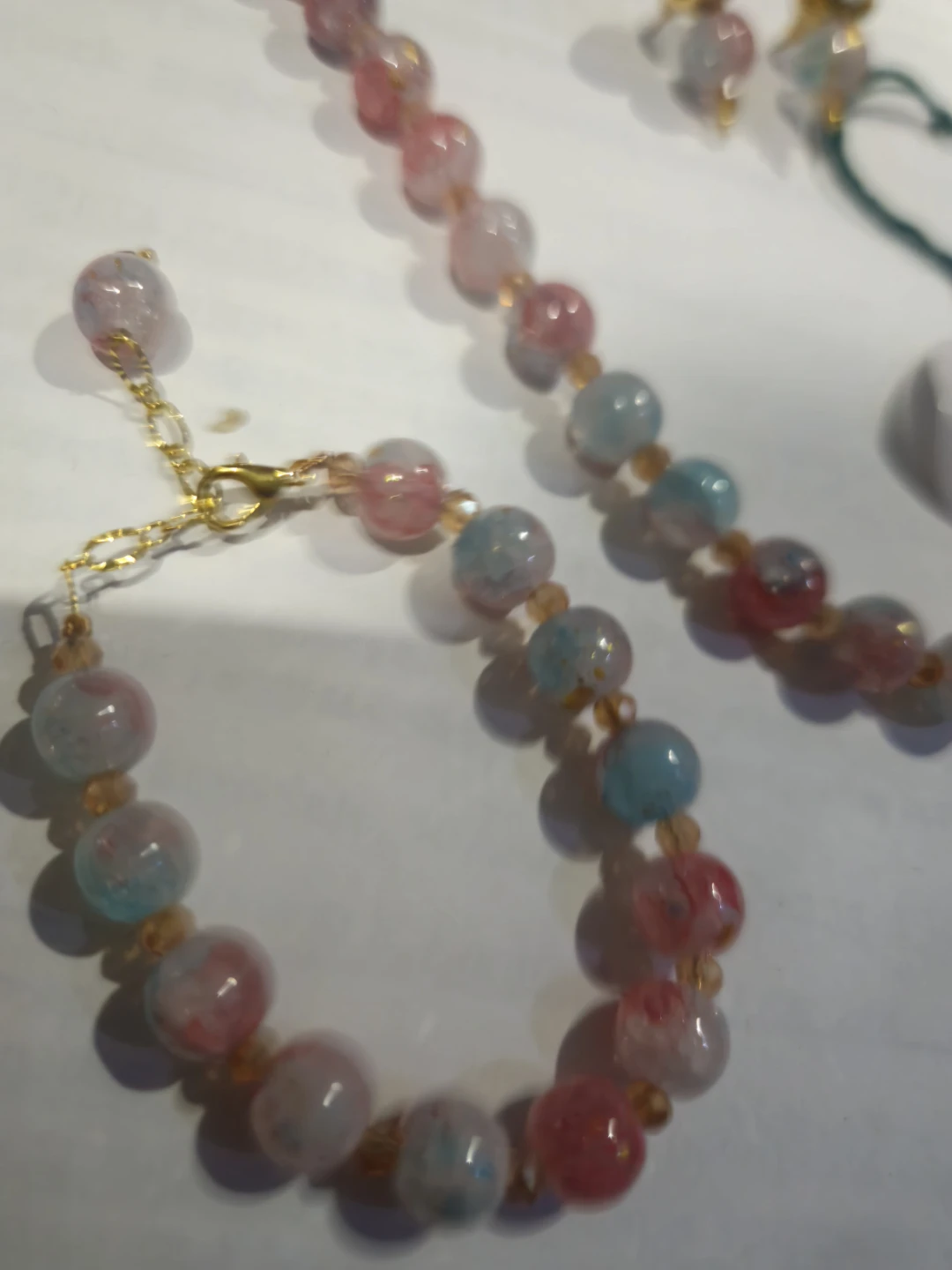 Beaded Necklace, Bracelet, and Earring Set