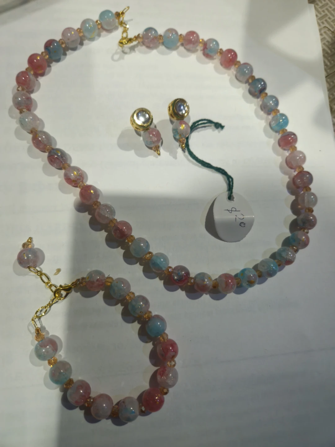 Beaded Necklace, Bracelet, and Earring Set - photo 2