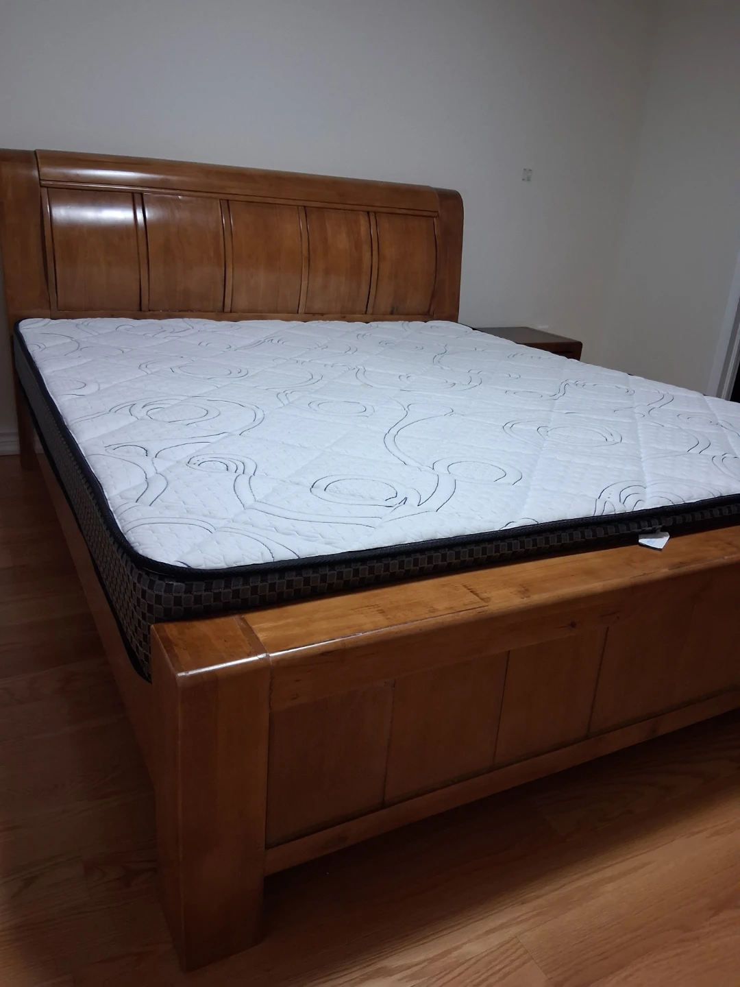 King Size Wooden Bed Frame with bedside table