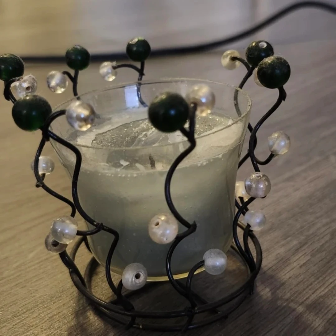 Decorative Candle Holder with Beaded Wire Accents - photo 2