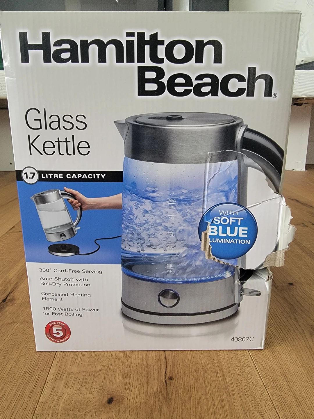Brand New Hamilton Beach 1.7L Glass Kettle