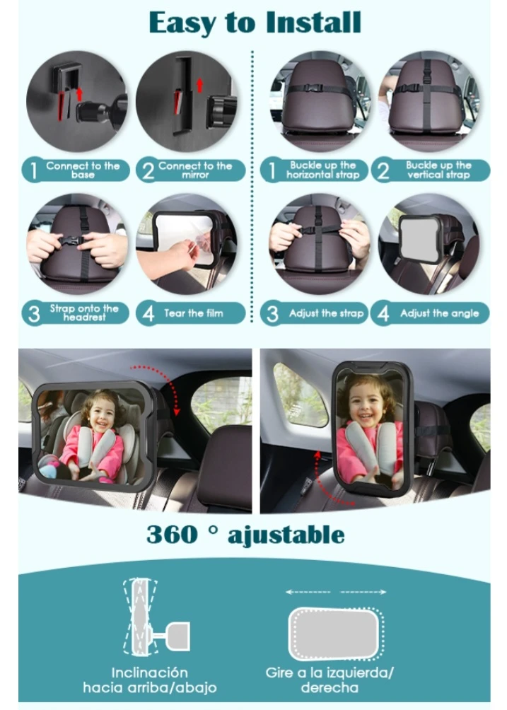 NEW!  Zacro Shatter-Proof Baby Car Mirror. 🧡 - photo 4
