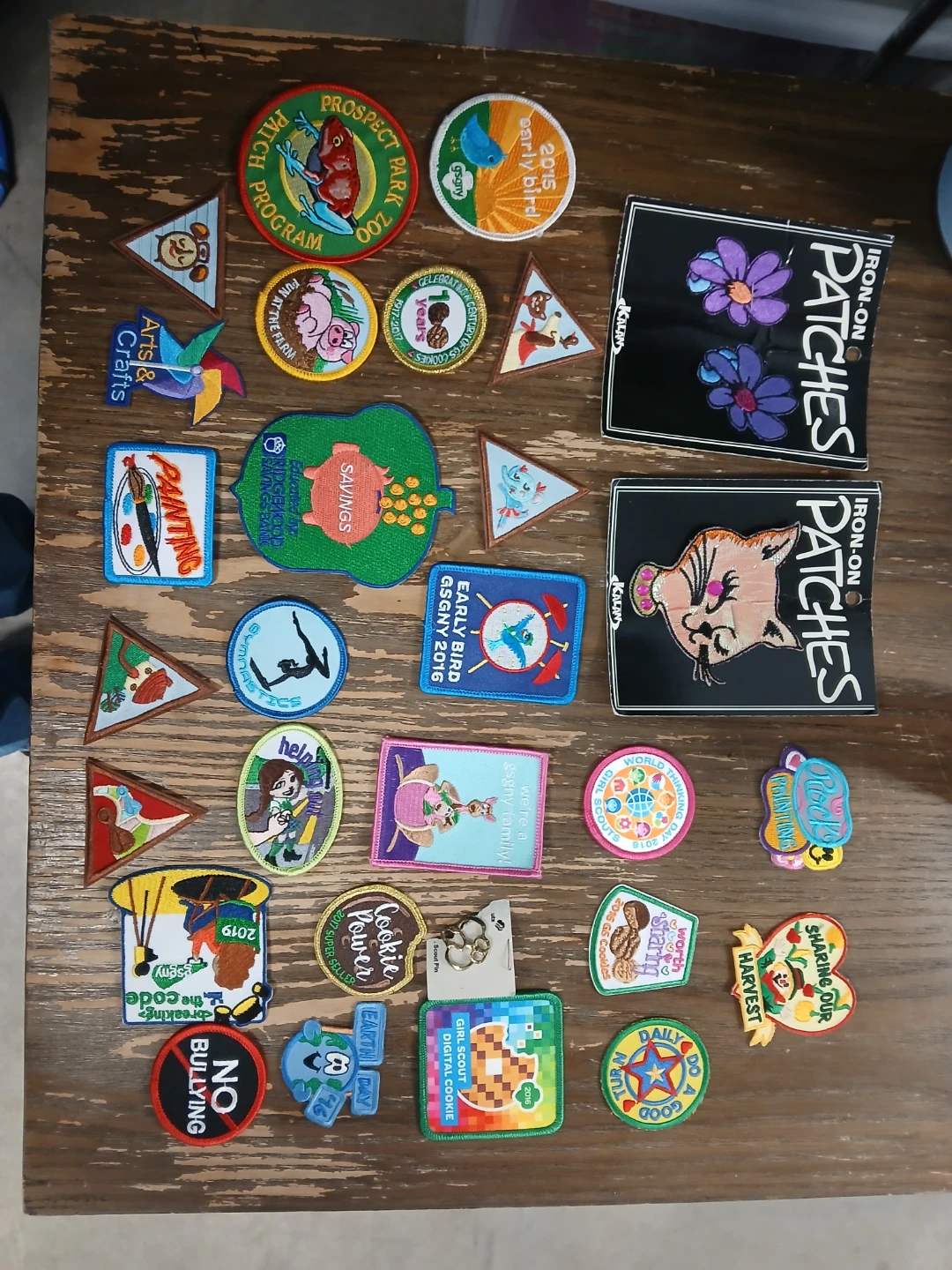 NEW 25 Assorted Girl Scout Patches + tin box. 🧡New.