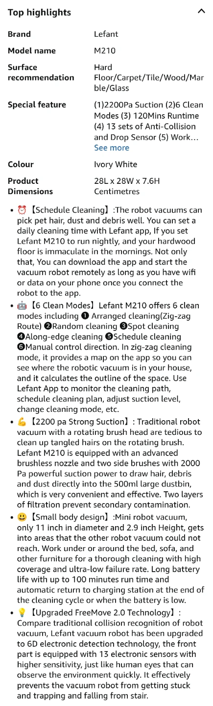 Lefant M210 Robot Vacuum - New Filter & Brushes - photo 5