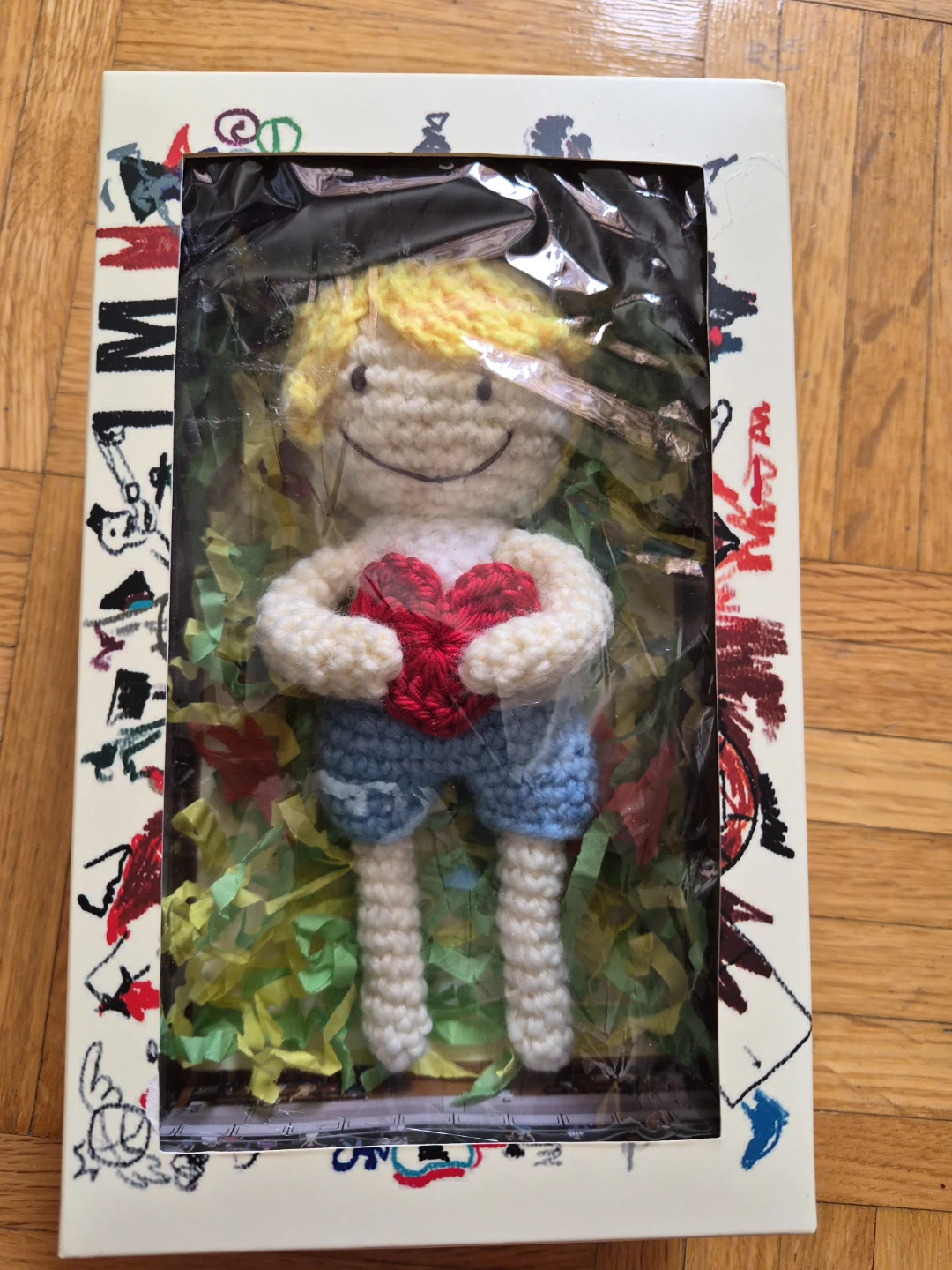 Handmade Crocheted boy with Heart