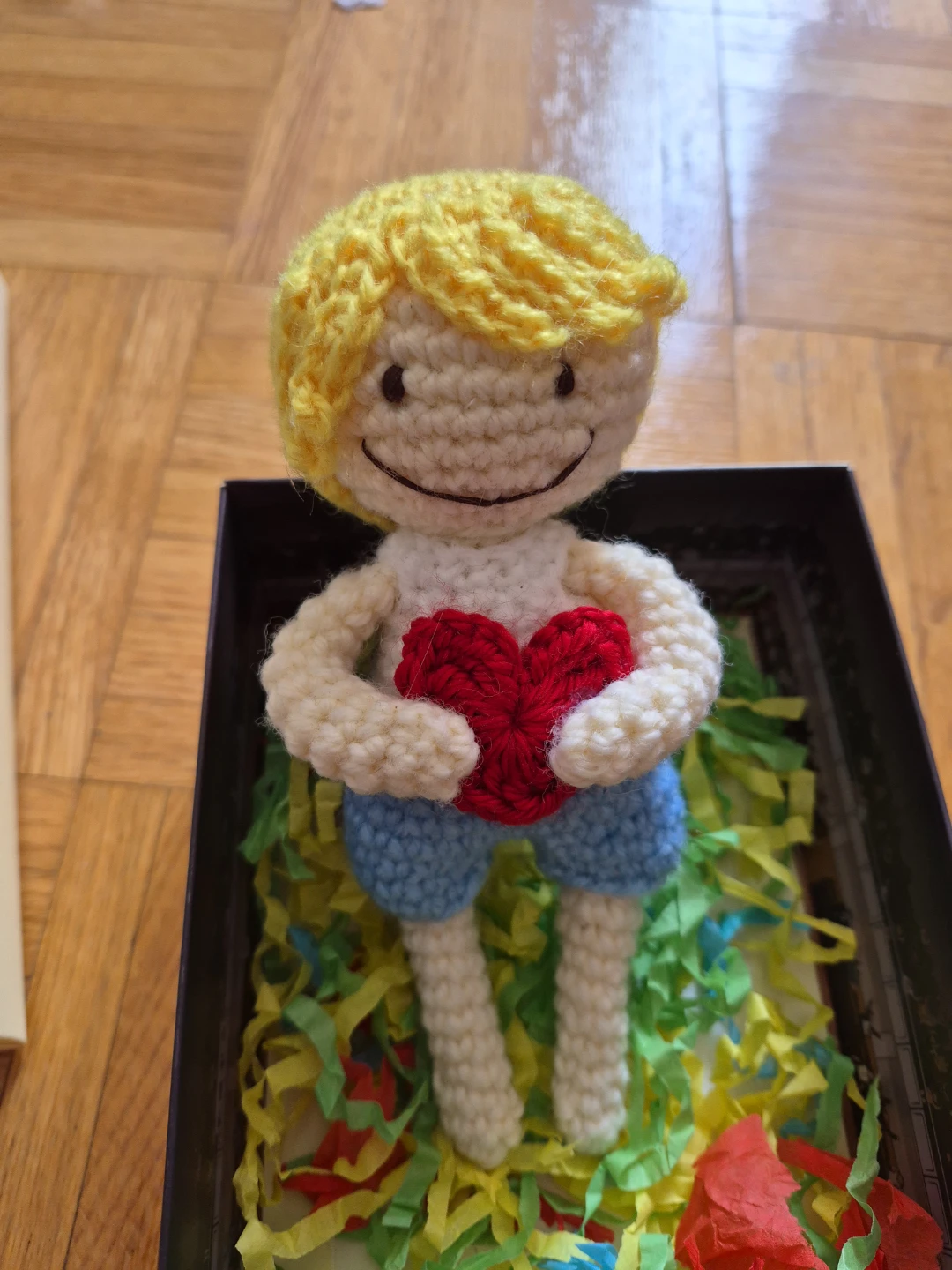 Handmade Crocheted boy with Heart - photo 4