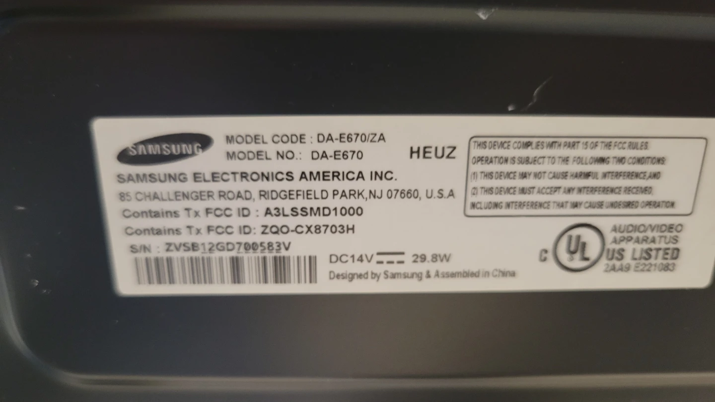 Samsung DA-E670 Wireless Audio Dock with Remote - photo 5