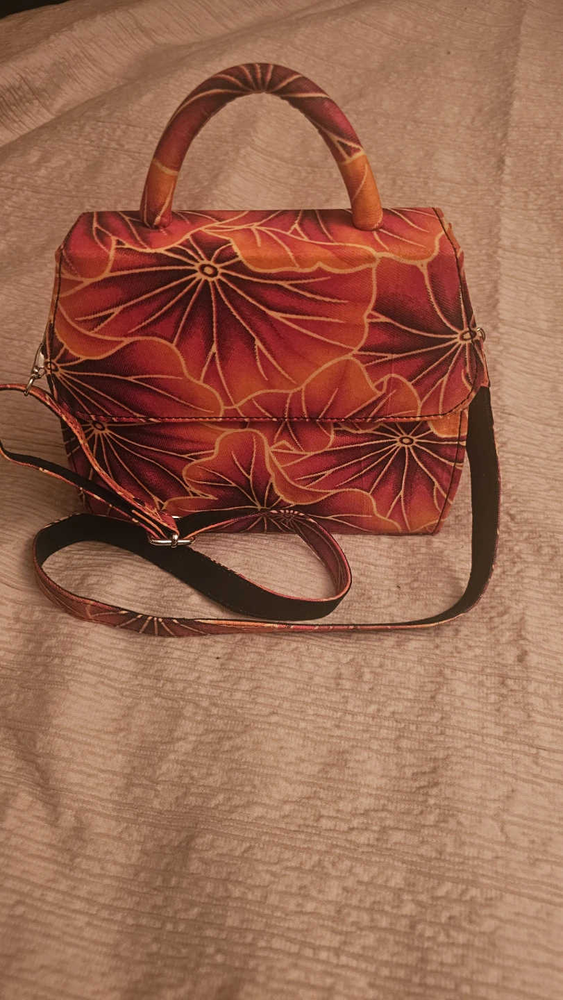 African Floral Print Handbag with Shoulder Strap
