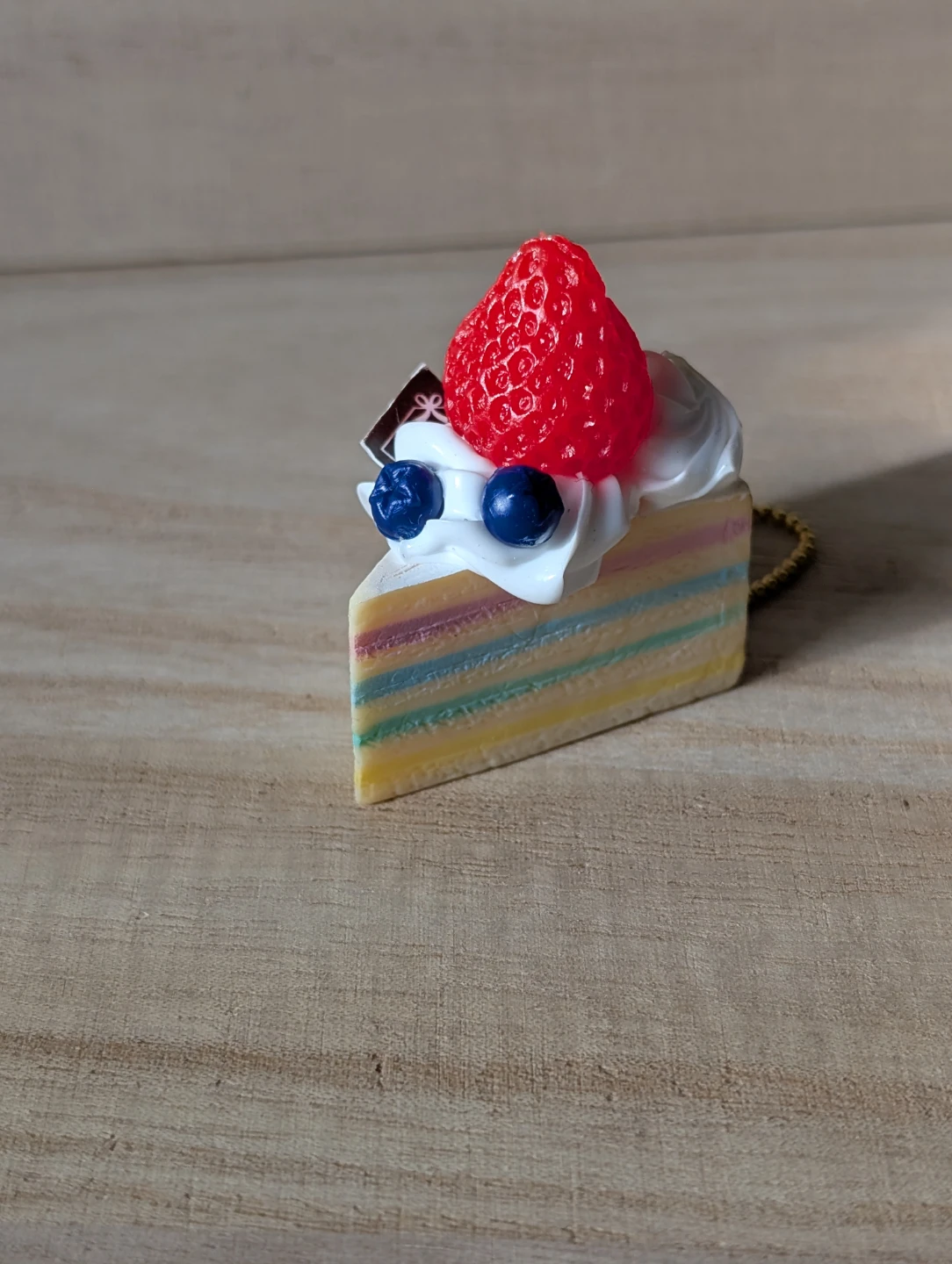Rainbow Cake Slice Charm with Strawberry and Blueberries