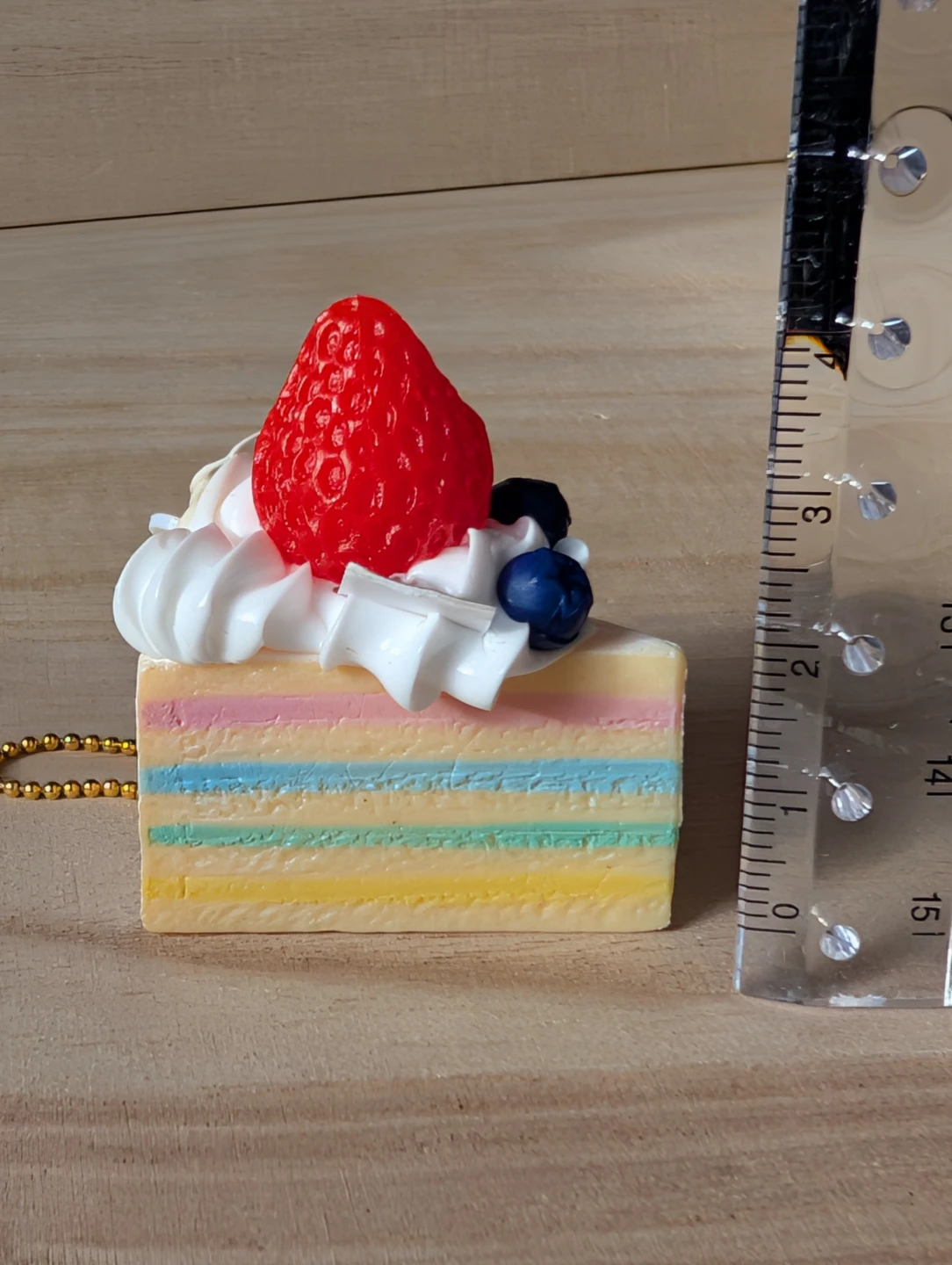 Rainbow Cake Slice Charm with Strawberry and Blueberries - photo 3