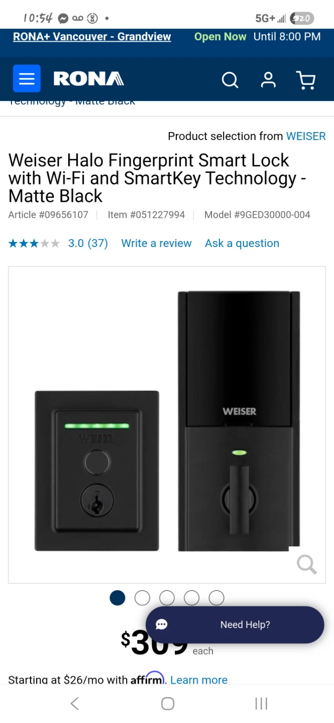 Weiser Halo Wi-Fi Touchscreen Smart Lock - Matte Black - photo 2