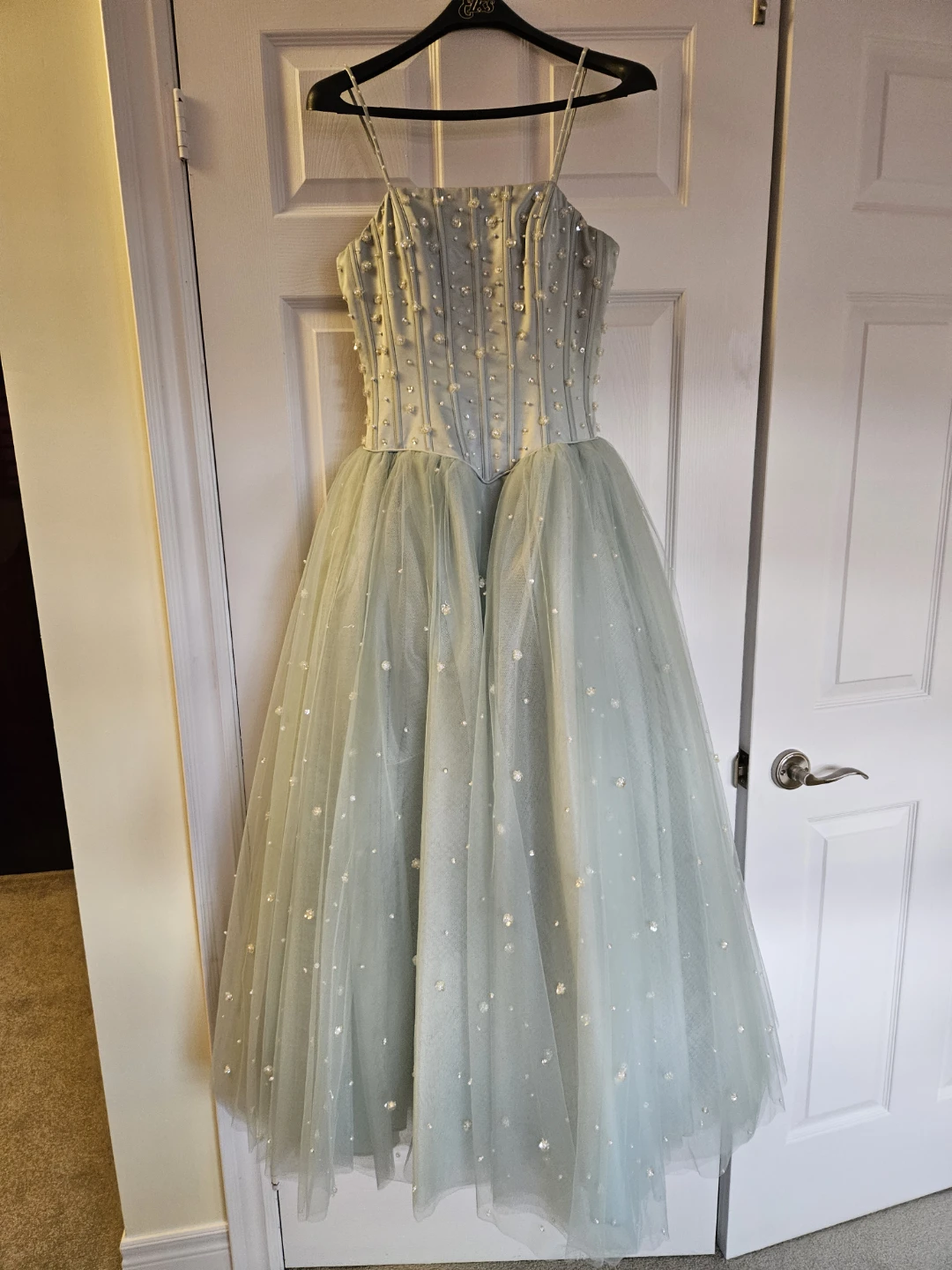 Light Blue Tulle Beaded Corset Gown