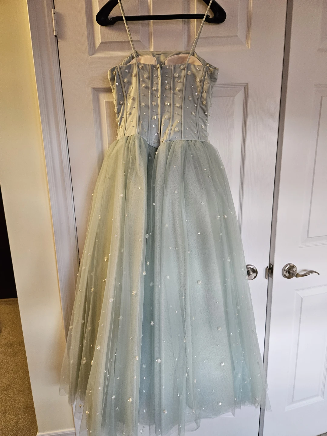 Light Blue Tulle Beaded Corset Gown - photo 2