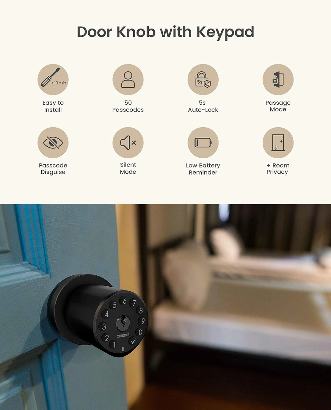 Zincker Smart Door Lock with Keypad - photo 3