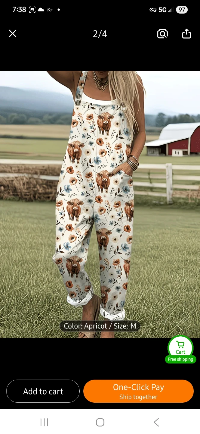 NEW Highland Cow Print Overalls Jumpsuit 🐮 - photo 2