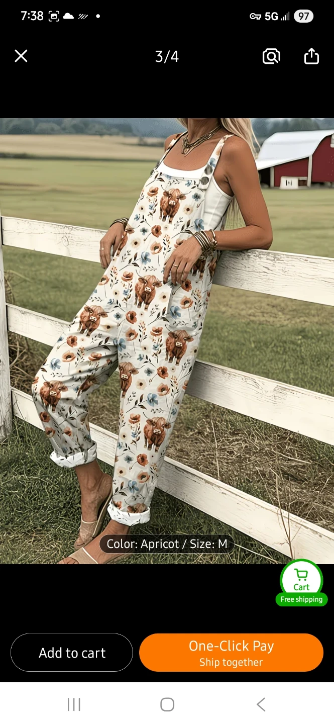 NEW Highland Cow Print Overalls Jumpsuit 🐮 - photo 3