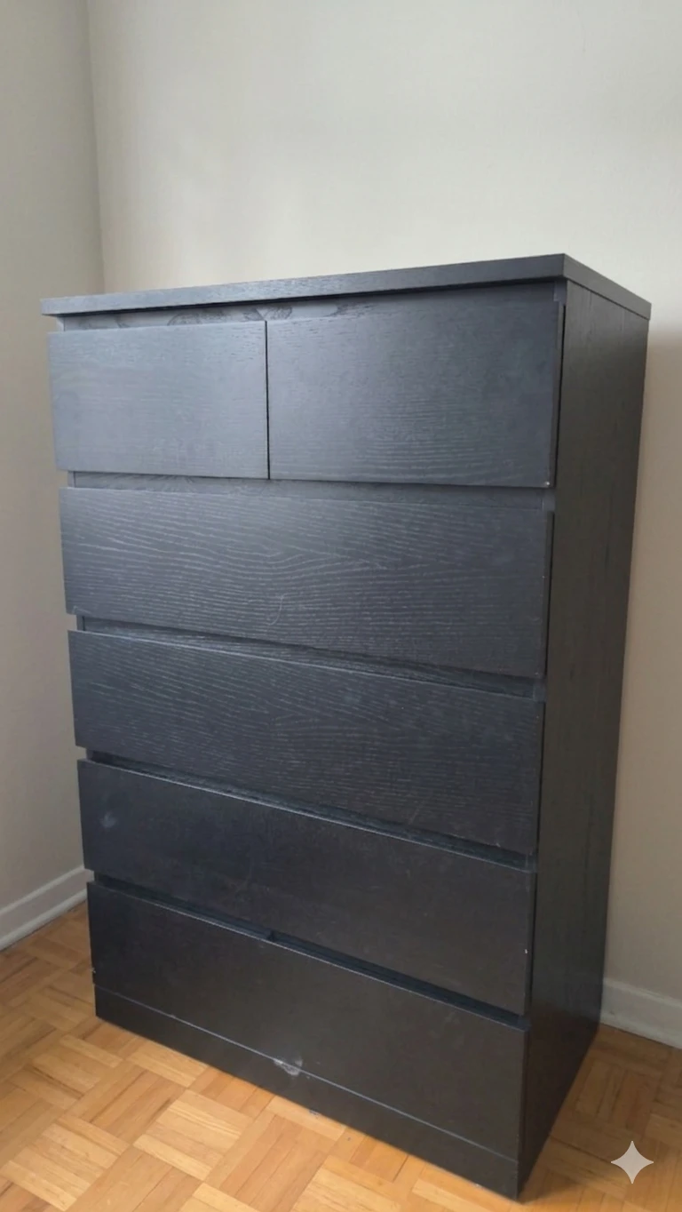 IKEA MALM 6-drawer chest, black-brown