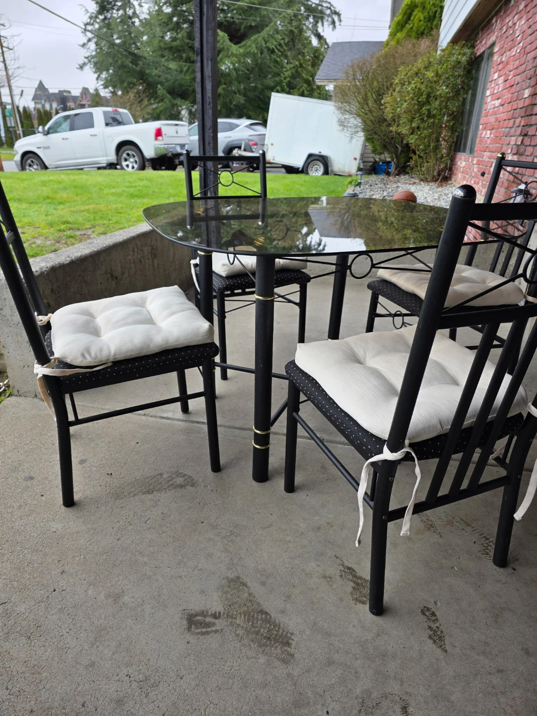 Glass Top Dining Set with 4 Chairs