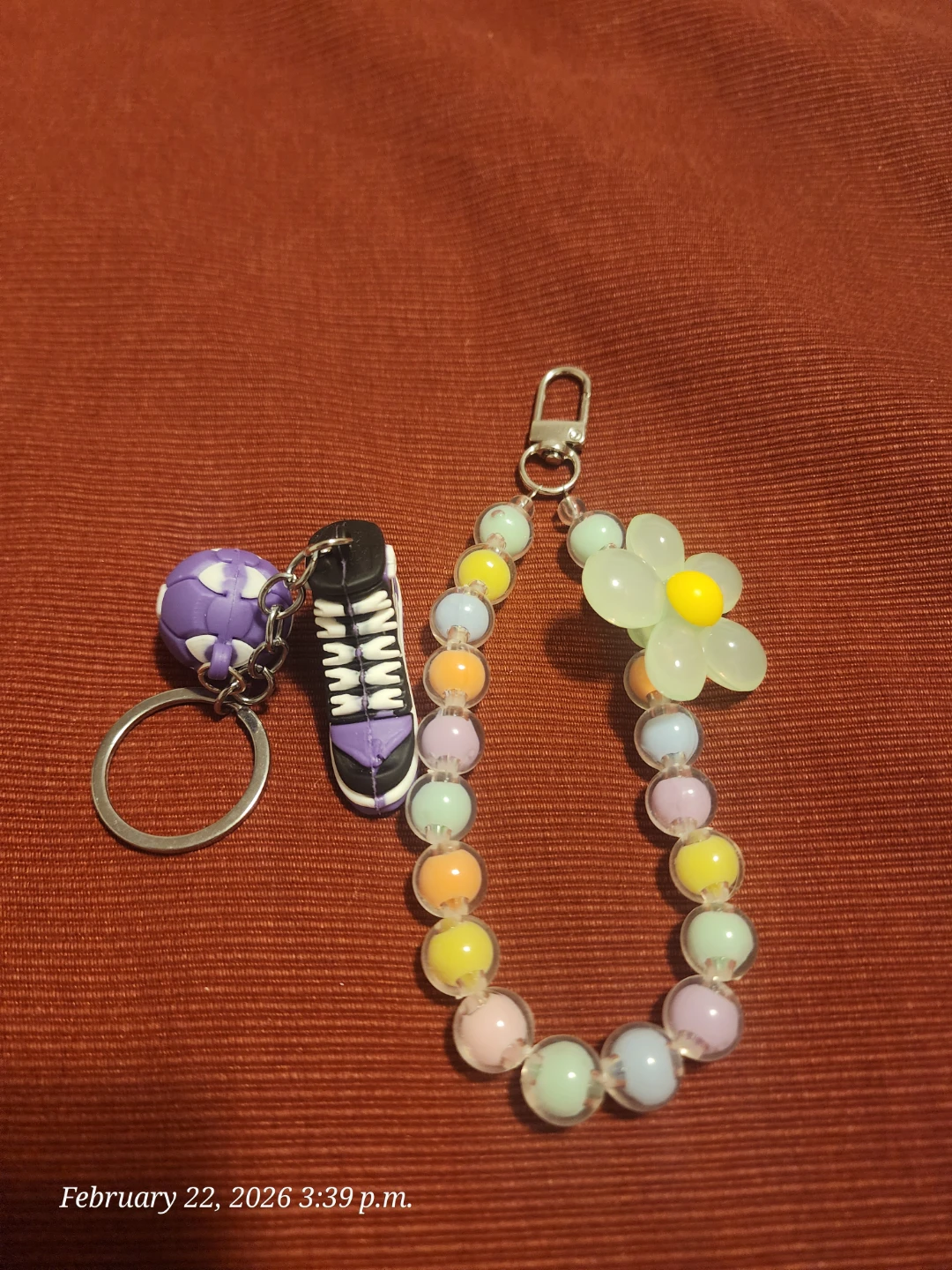 Beaded Keychain with Sneaker and Flower Charms