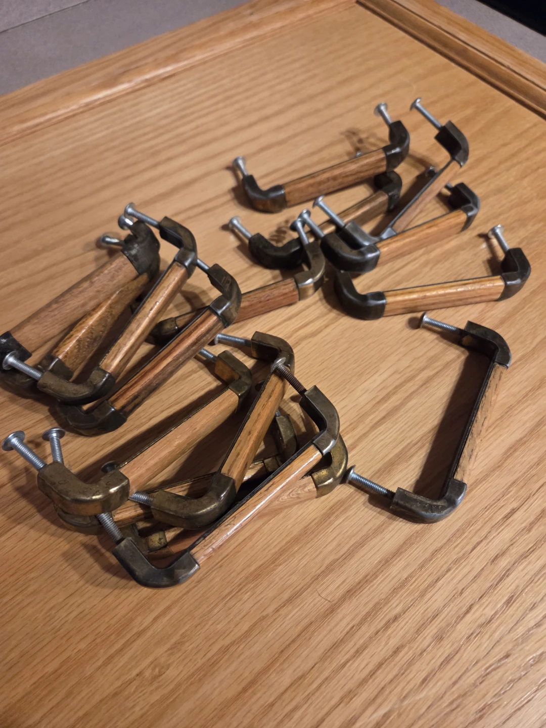 Set of 20 Cabinet Drawer Pulls Handles Wood Brass