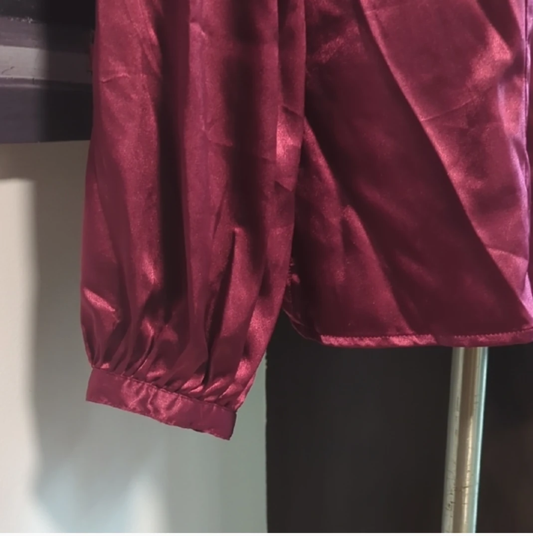 Women's Shiny Burgundy Blouse - photo 3