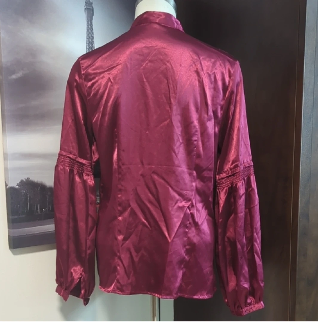 Women's Shiny Burgundy Blouse - photo 4