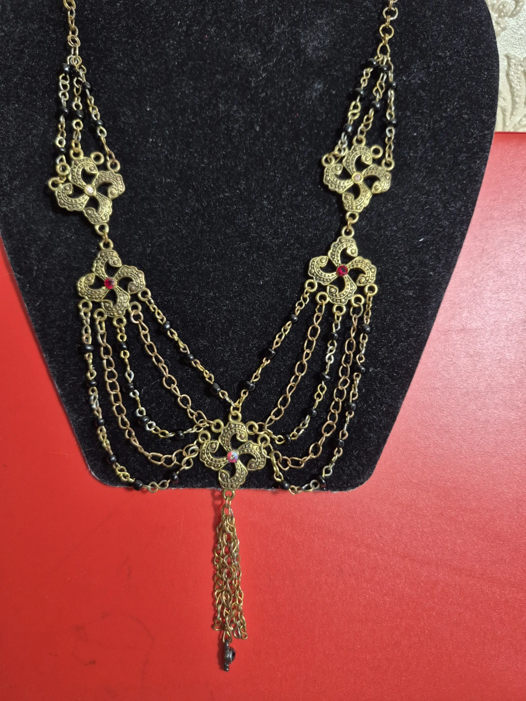 New Statement Necklace with Filigree and Beads - photo 2