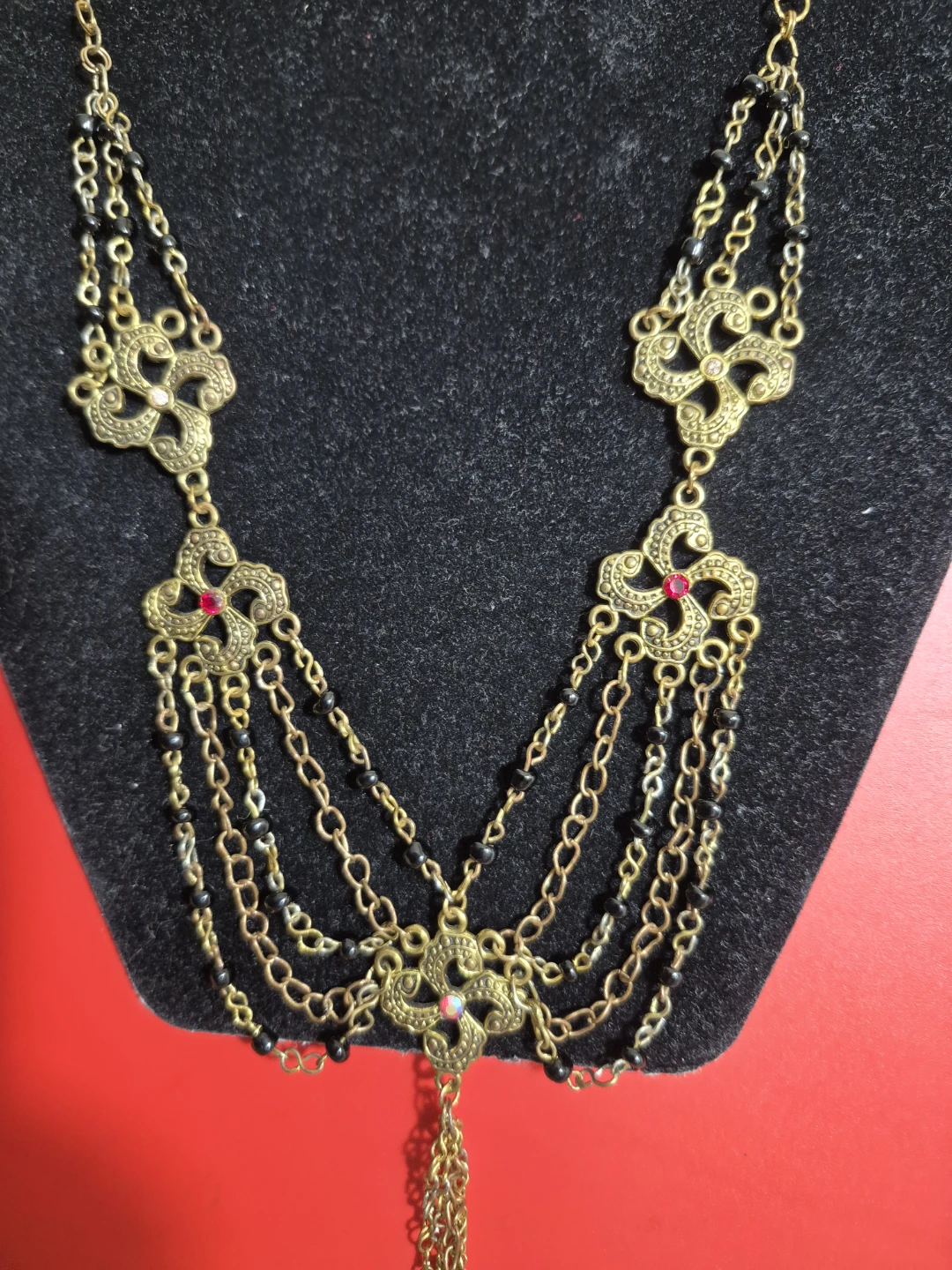 New Statement Necklace with Filigree and Beads - photo 3