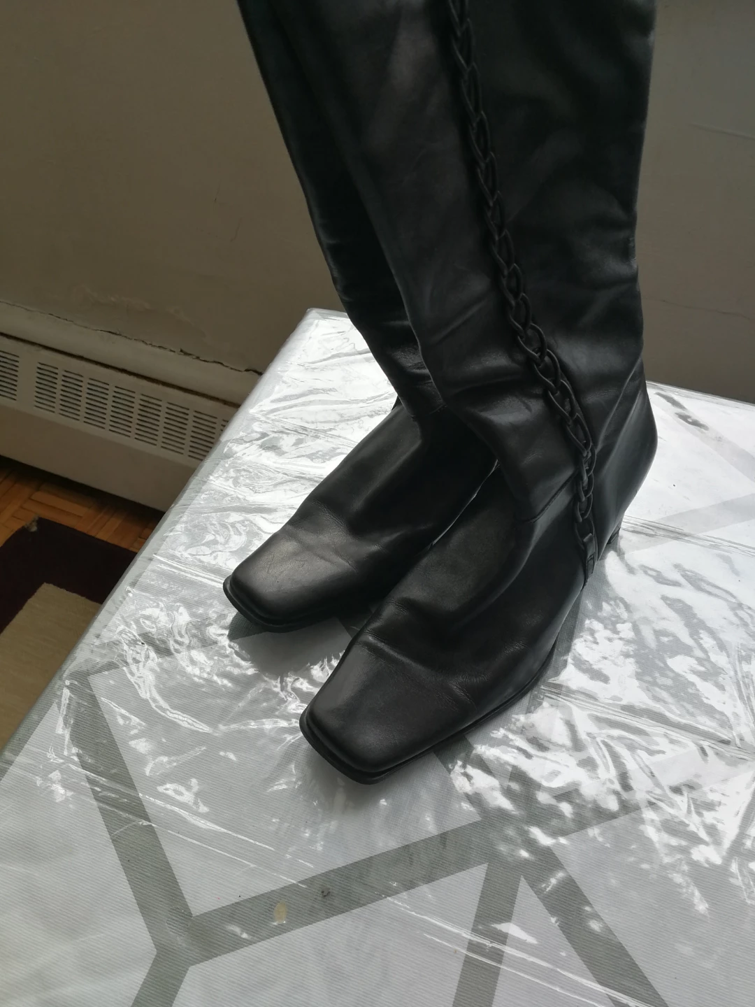 Black Leather Knee-High Boots - photo 2