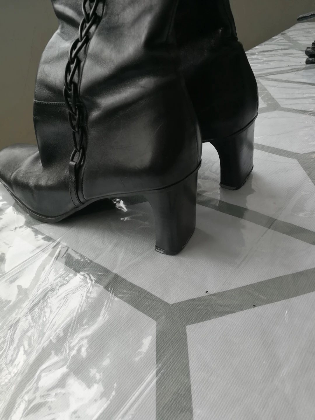 Black Leather Knee-High Boots - photo 3