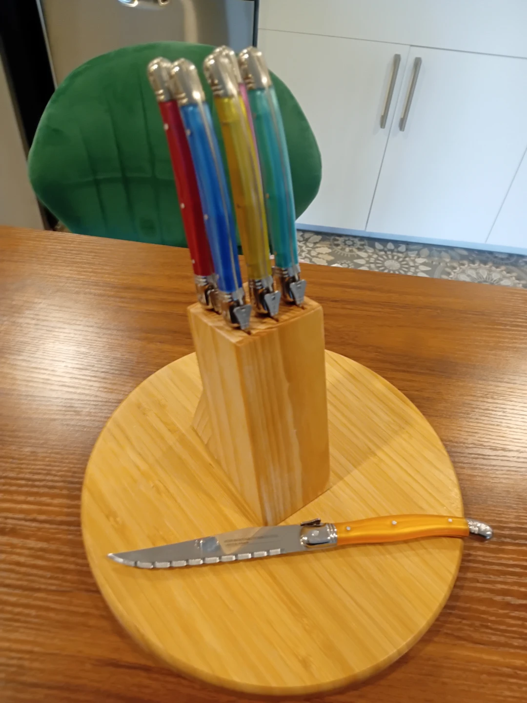 Set of 6 Laguiole Steak Knives with Wooden Block - photo 3