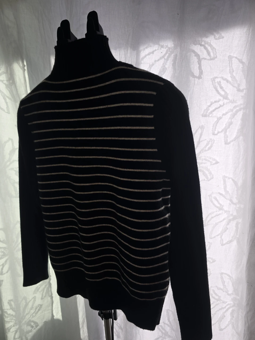 Black Striped V-Neck Sweater - photo 5